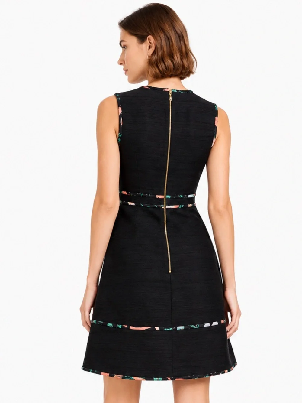 kate spade Black Mini Dress with Floral Trim